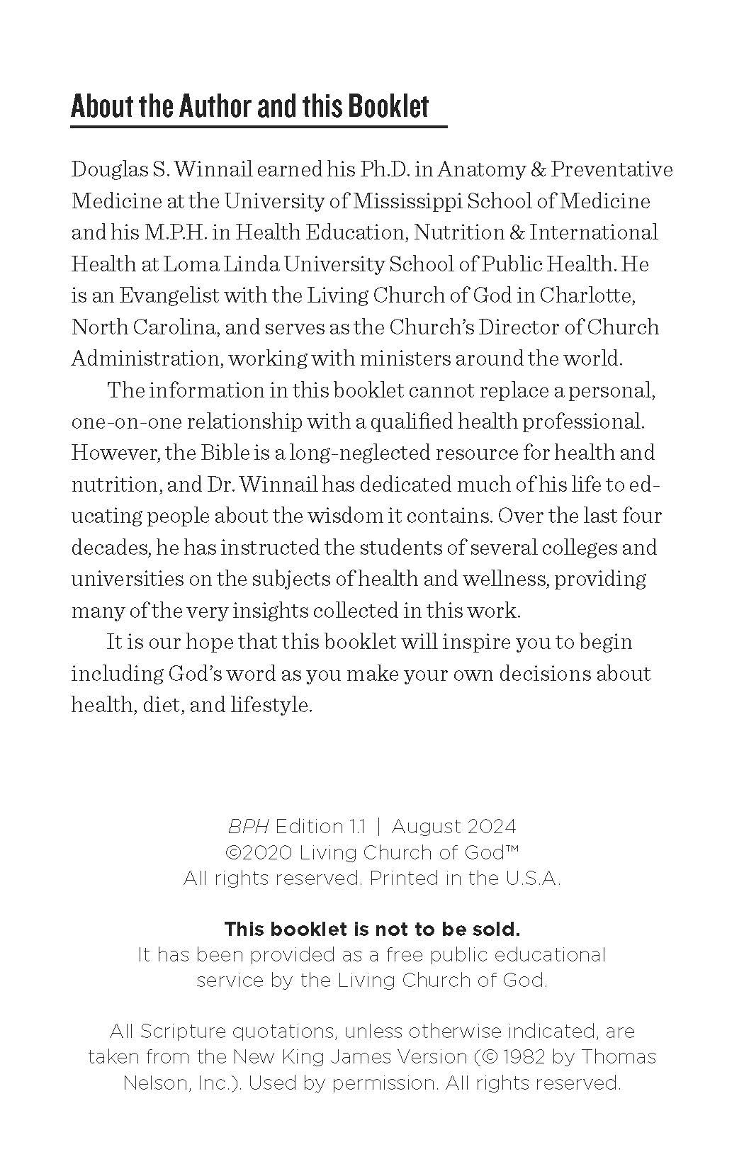 Biblical Principles of Health
